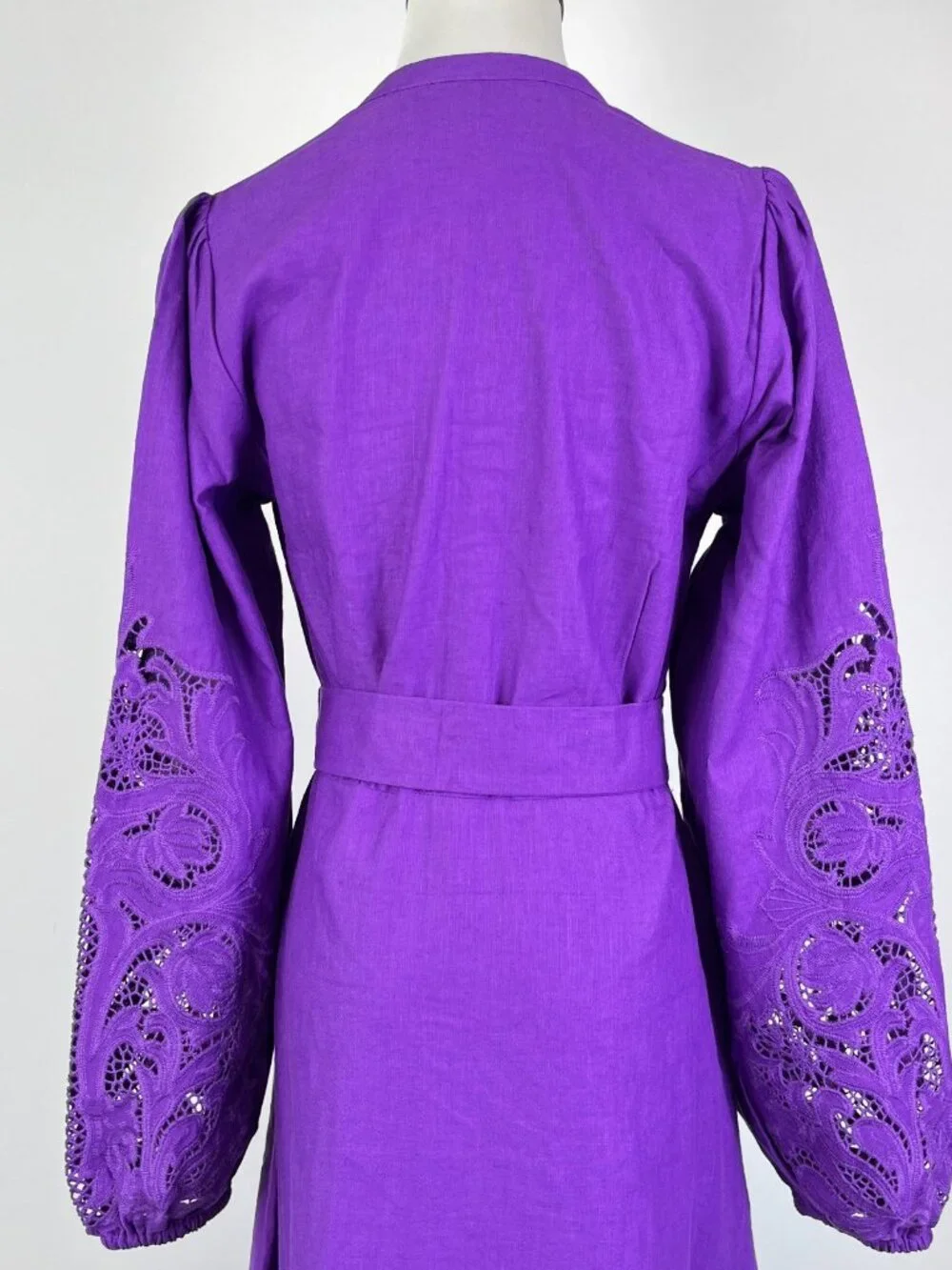 $398 NWOT Boden Mae Embroidered Linen Blend Long Sleeves Midi Dress Size 10 - Picture 7 of 16